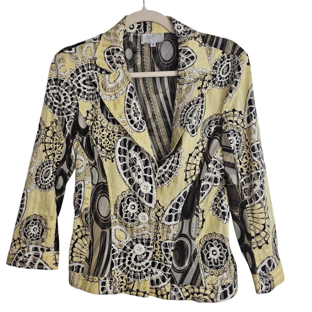 Alberto Makali Womens Artsy Crop Blazer 10 Floral Retro Maximalist Art To Wear